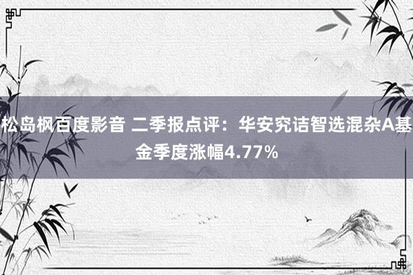 松岛枫百度影音 二季报点评：华安究诘智选混杂A基金季度涨幅4.77%