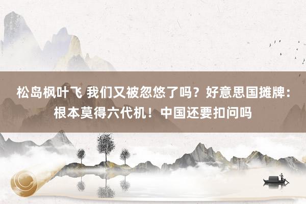 松岛枫叶飞 我们又被忽悠了吗？好意思国摊牌：根本莫得六代机！中国还要扣问吗