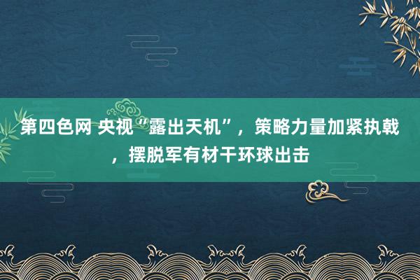 第四色网 央视“露出天机”，策略力量加紧执戟，摆脱军有材干环球出击