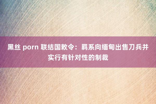 黑丝 porn 联结国敕令：羁系向缅甸出售刀兵并实行有针对性的制裁