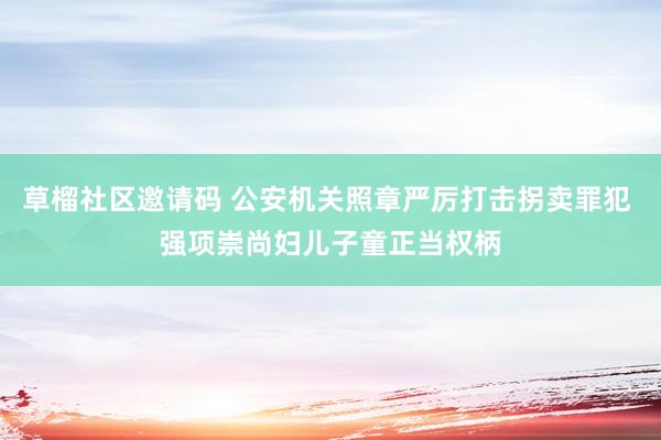 草榴社区邀请码 公安机关照章严厉打击拐卖罪犯 强项崇尚妇儿子童正当权柄