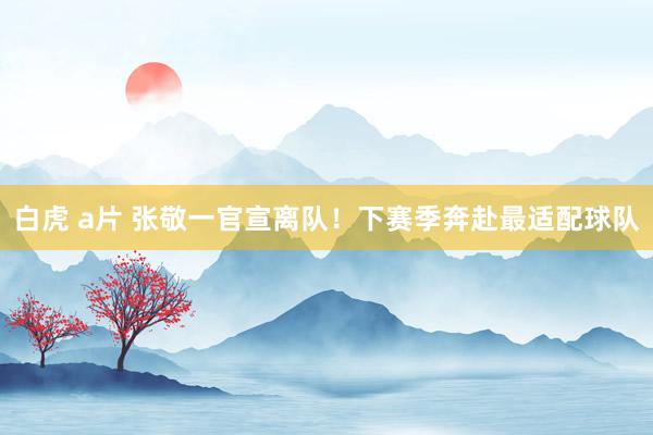 白虎 a片 张敬一官宣离队！下赛季奔赴最适配球队